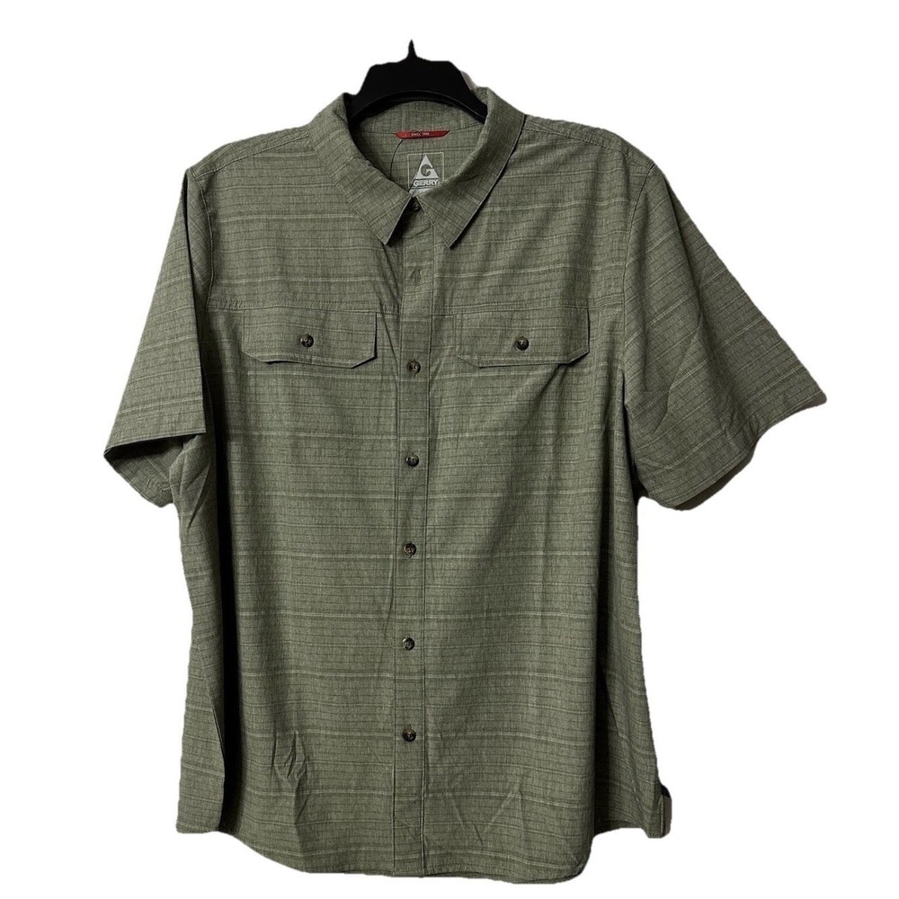 NWT Gerry Mens Short Sleeve Button Front Active Outdoor Casual Shirt Size 2XL